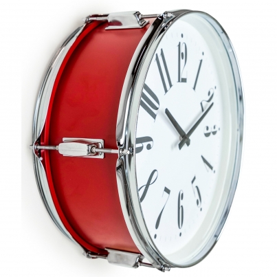 red-17-drum-wall-clock-