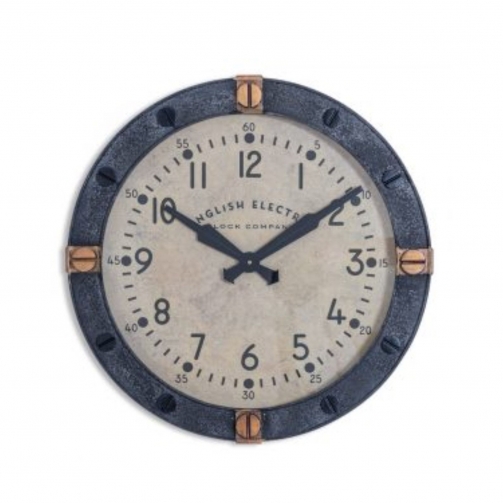 Antiqued iron station wall clock