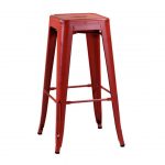 Red metal bar stool