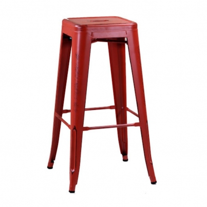Red metal bar stool