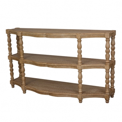 half round console with 2 shelves