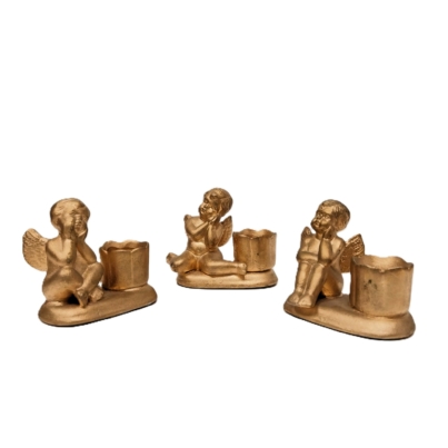 gold angels candle holders