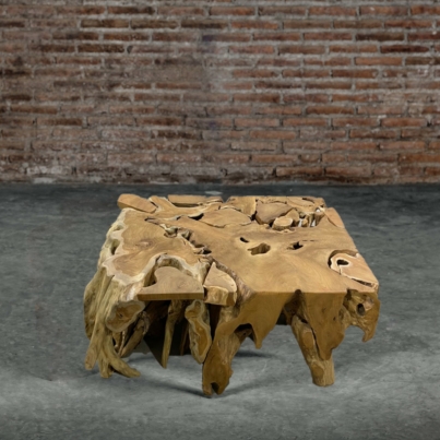 Teak wood block coffee table