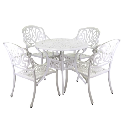 White Aluminium Table with 4 chairs