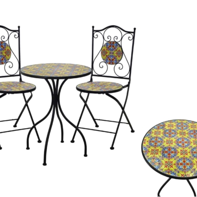 Mosaic Round table and 2 chairs